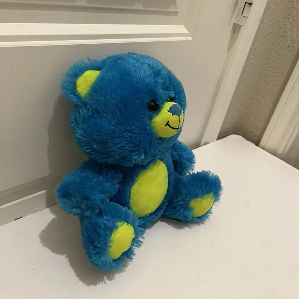 Peek A Boo Teal Blue Lime Green Fuzzy Teddy Bear Plush 10